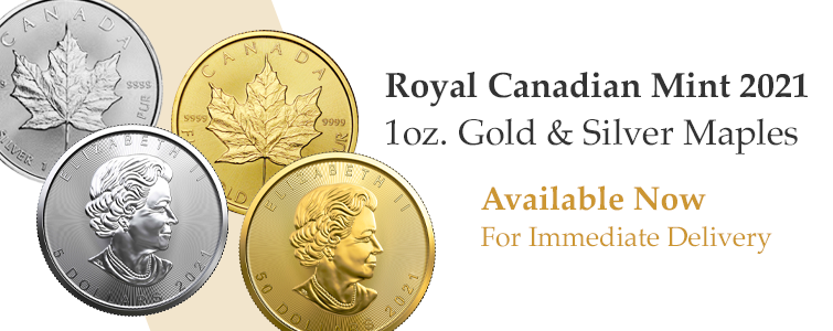 Buy 2021 Royal Canadian Mint 1oz Gold and Silver Maple Leafs