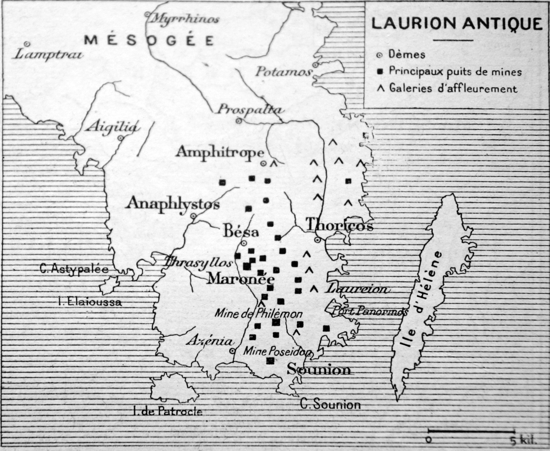 Map of Laurion - Mining Locations